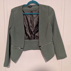 Chic Sage Green Blazer with Zipper Detail